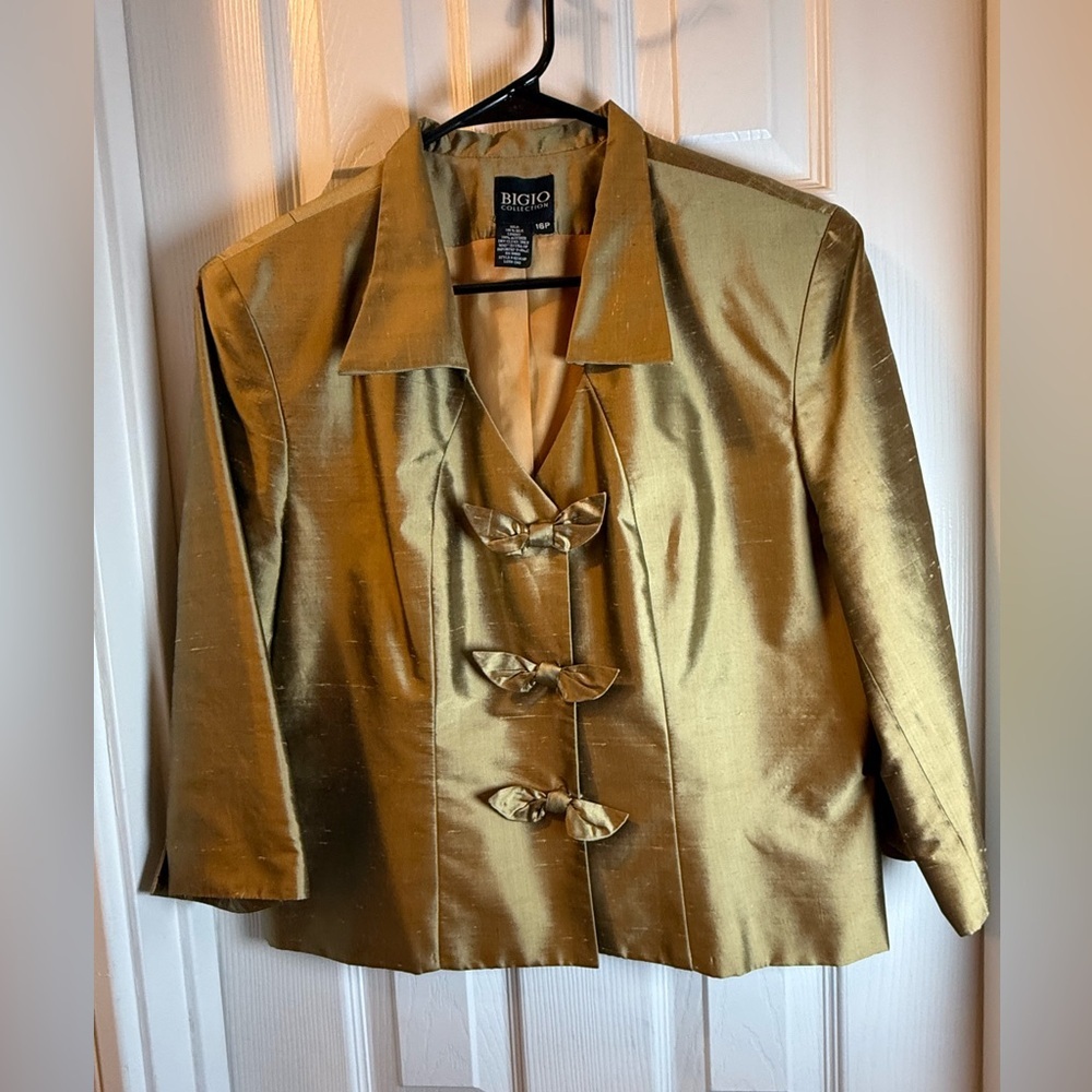 VTG Mid Century Vibe BIGIO Collection Silk Bronze / Gold Woman’s Jacket Glamour
